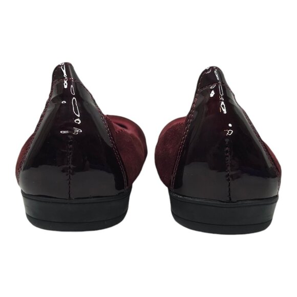 Marroqui Sanchez Ballet Flat Womens 8.5 Burgundy Suede Patent Leather Cap Toe - Picture 6 of 12